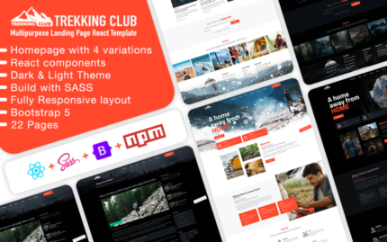 Trekking Club - ReactJS Template Light/Dark