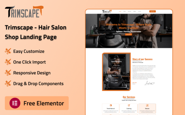 Trimscape Hair Salon Landing Page