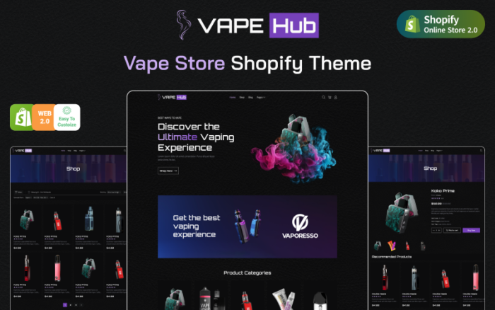 Vapehub Store - Vape, Tobacco and Electronic Cigarettes Store Shopify Theme