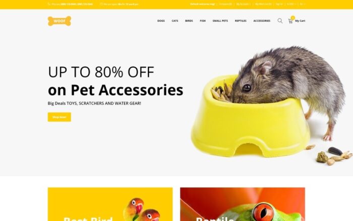 Woof - Simple Pet Supplies Online Shop OpenCart Template