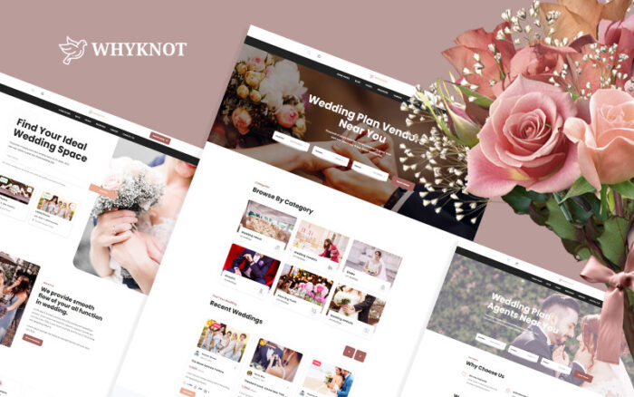 Whyknot Wedding Listing and Vendor HMTL5 Website Template - Features Image 1